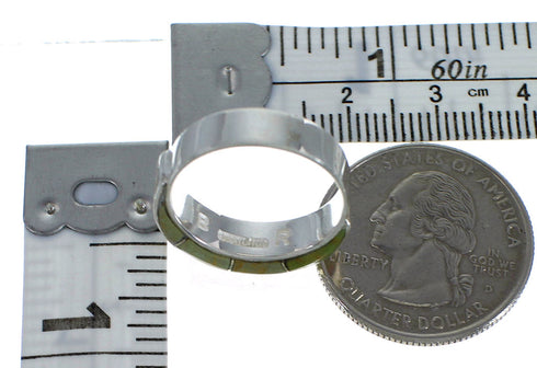 Southwestern Turquoise Inlay Ring Size 7-1/4 EX42186